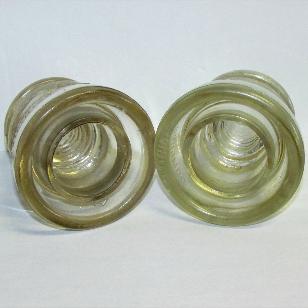 2 Dominion Clear Glass Insulators #42 Vintage Industrial Collectibles Rustic - Picture 3 of 5